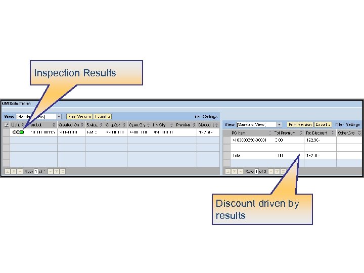 Inspection Results Discount driven by results 