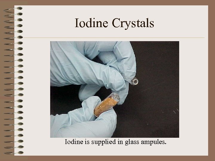 Iodine Crystals Iodine is supplied in glass ampules. 