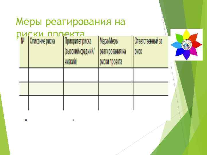 Меры реагирования на риски проекта 