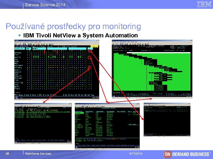 Service Science 2014 Používané prostředky pro monitoring § IBM Tivoli Net. View a System