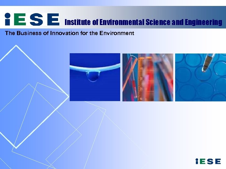 Institute of Environmental Science and Engineering The Business of Innovation for the Environment 