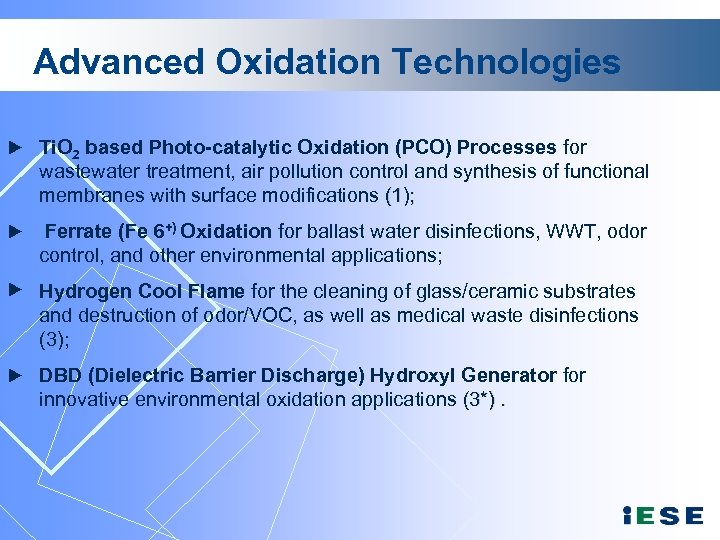 Advanced Oxidation Technologies Ti. O 2 based Photo-catalytic Oxidation (PCO) Processes for wastewater treatment,