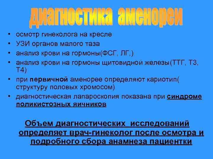  • • осмотр гинеколога на кресле УЗИ органов малого таза анализ крови на