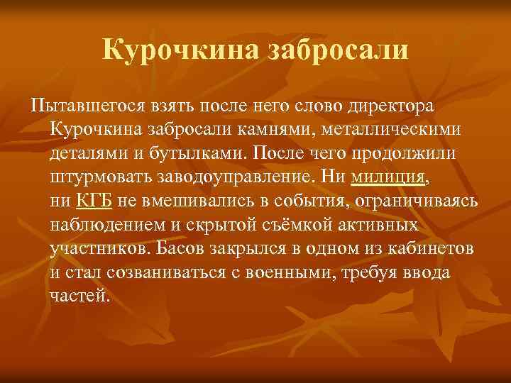 Курочкина забросали Пытавшегося взять после него слово директора Курочкина забросали камнями, металлическими деталями и