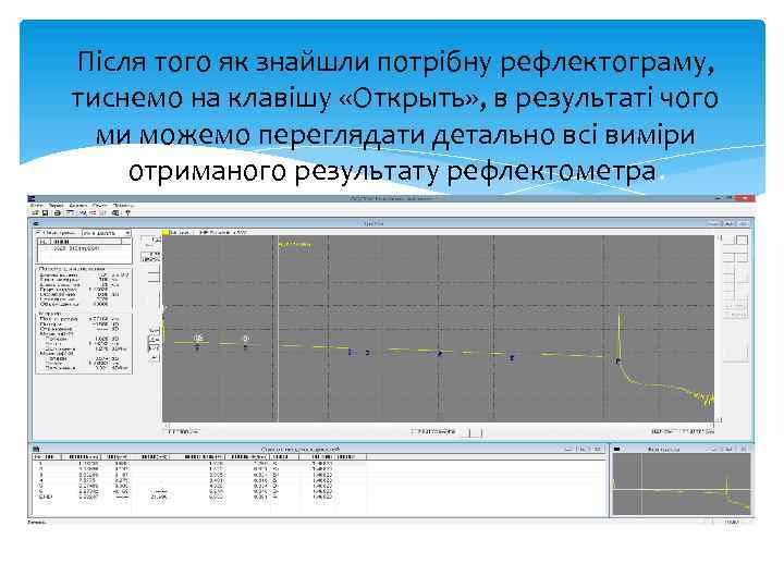 Після того як знайшли потрібну рефлектограму, тиснемо на клавішу «Открыть» , в результаті чого