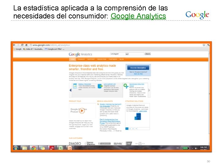 La estadística aplicada a la comprensión de las necesidades del consumidor: Google Analytics 30