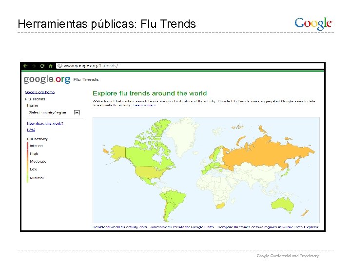 Herramientas públicas: Flu Trends Google Confidential and Proprietary 