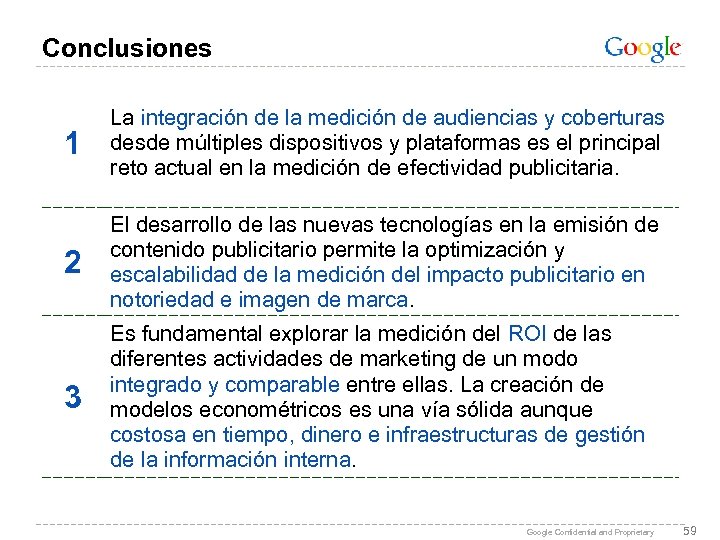 Conclusiones 1 La integración de la medición de audiencias y coberturas desde múltiples dispositivos