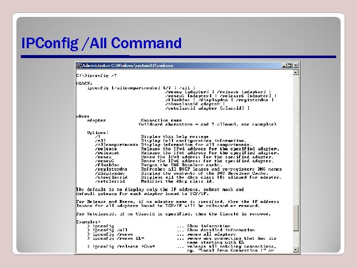 IPConfig /All Command 