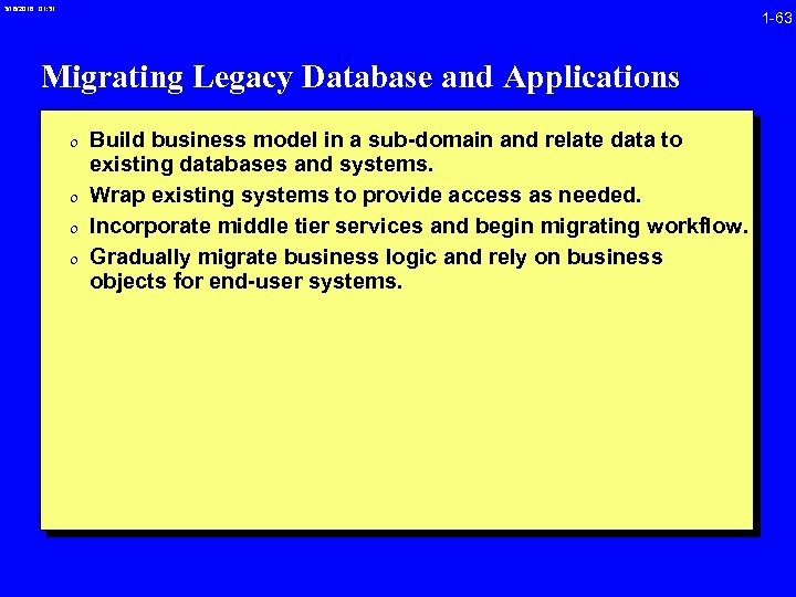 3/16/2018 01: 31 1 -63 Migrating Legacy Database and Applications 0 Build business model