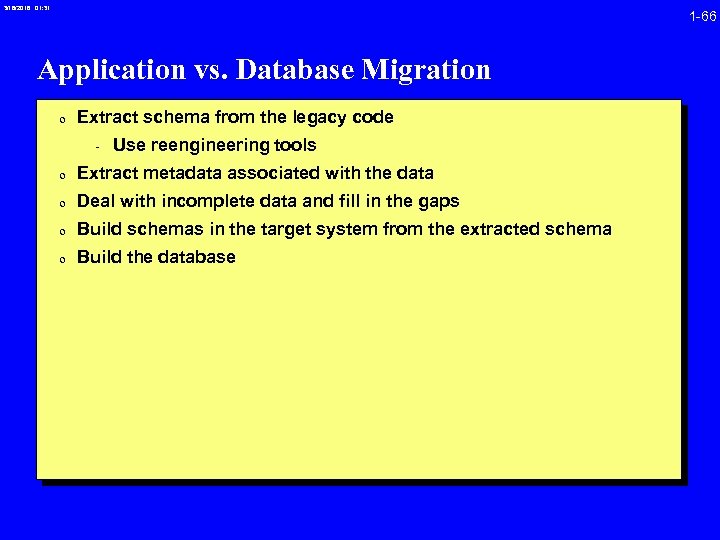 3/16/2018 01: 31 1 -66 Application vs. Database Migration 0 Extract schema from the