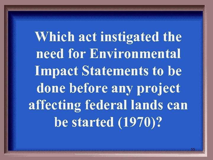 Which act instigated the need for Environmental Impact Statements to be done before any