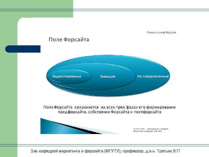 Зав кафедрой маркетинга и форсайта (МГУТУ), профессор, д. э. н. Третьяк В. П 
