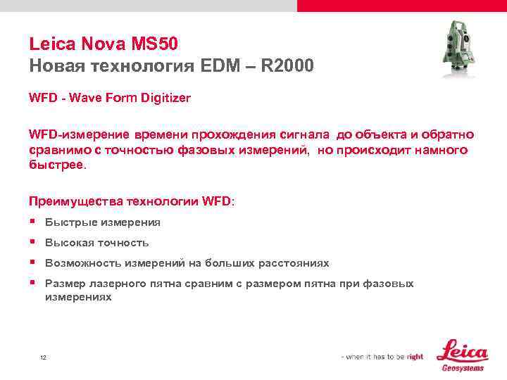 Leica Nova MS 50 Новая технология EDM – R 2000 WFD - Wave Form