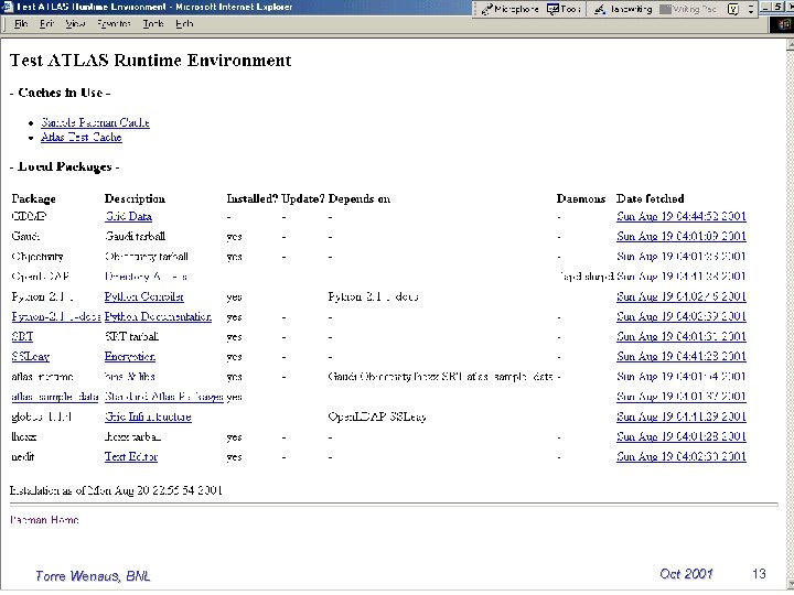 Torre Wenaus, BNL Oct 2001 13 