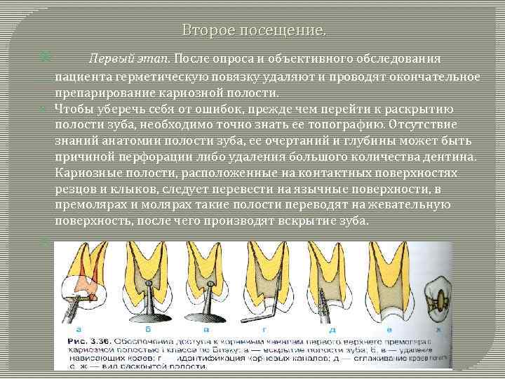 Второе посещение. Первый этап. После опроса и объективного обследования пациента герметическую повязку удаляют и