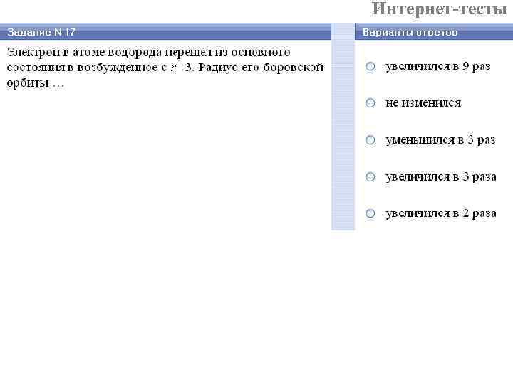Интернет-тесты n 1=1 n 2=3 