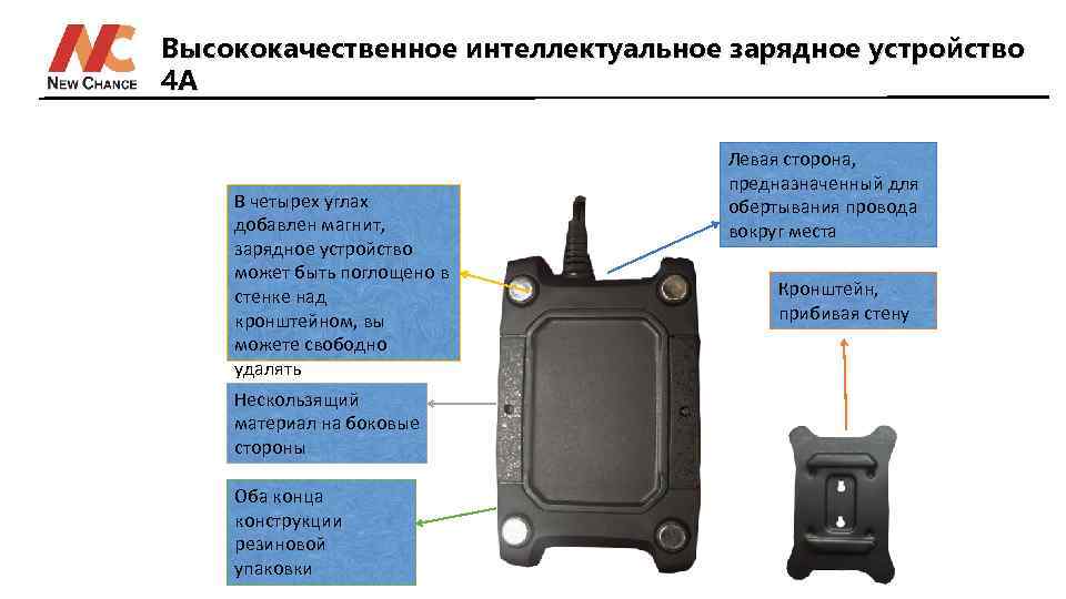 Высококачественное интеллектуальное зарядное устройство 4 A В четырех углах добавлен магнит, зарядное устройство может