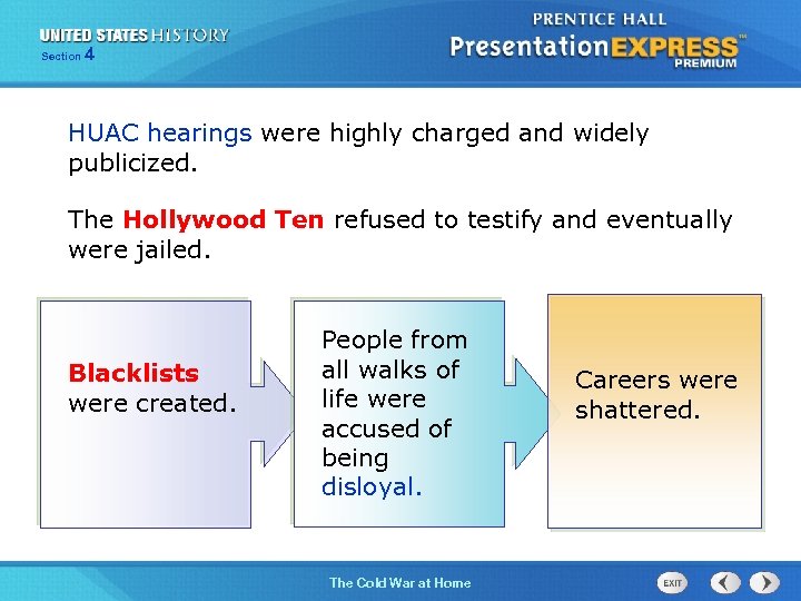 Section 4 HUAC hearings were highly charged and widely publicized. The Hollywood Ten refused