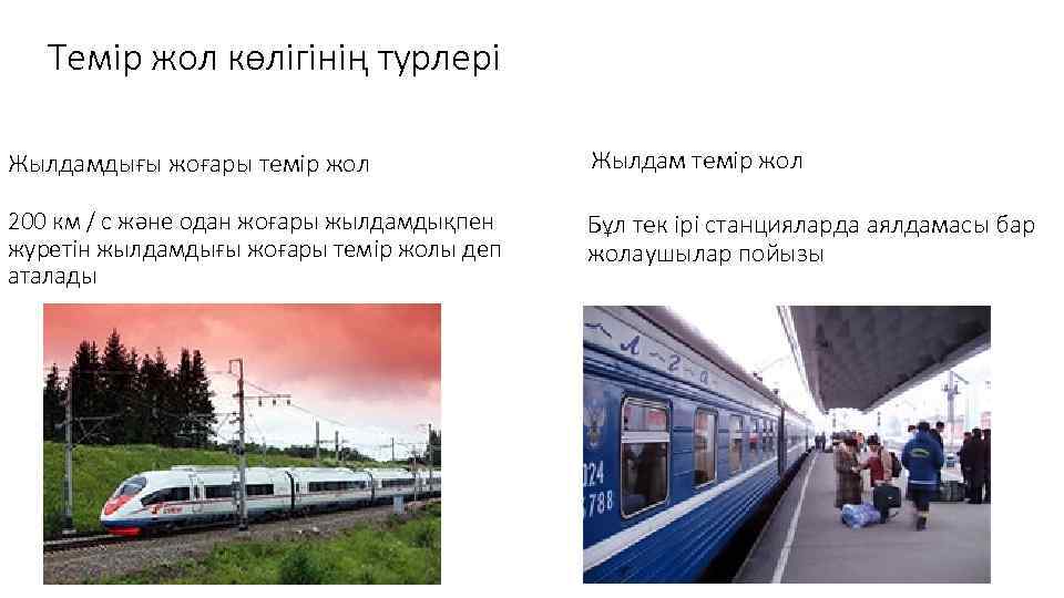 Темір жол көлігінің турлері Жылдамдығы жоғары темір жол Жылдам темір жол 200 км /