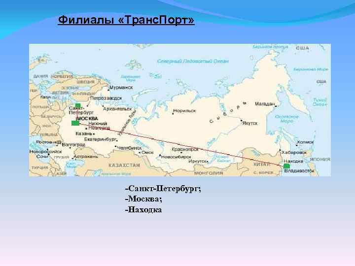 Филиалы «Транс. Порт» -Санкт-Петербург; -Москва; -Находка 