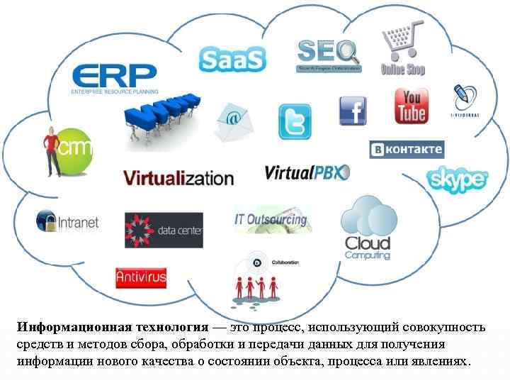 Информационная технология — это процесс, использующий совокупность средств и методов сбора, обработки и передачи
