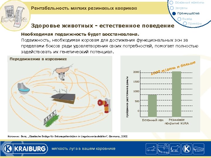 Основные моменты Рентабельность мягких резиновых ковриков Затраты Преимущества Вывод Примеры Beispiele Здоровье животных -