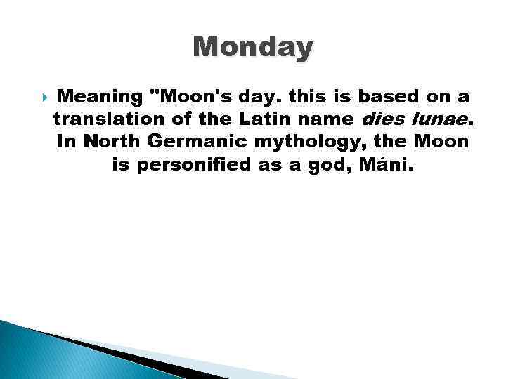 Monday Meaning 