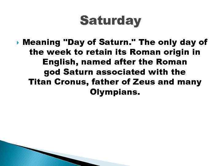 Saturday Meaning 