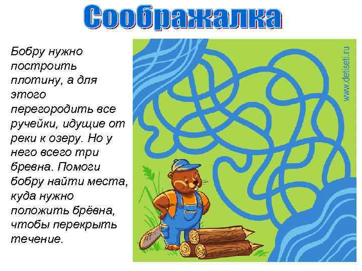 Бобру нужно построить плотину, а для этого перегородить все ручейки, идущие от реки к