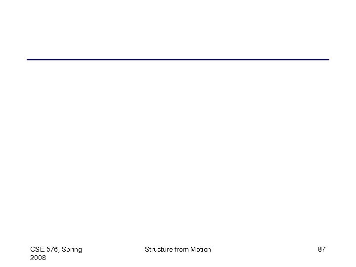 CSE 576, Spring 2008 Structure from Motion 87 