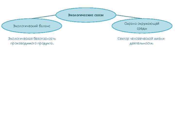Экологические связи Экологический баланс Охрана окружающей среды Экологическая безопасность производимого продукта. Сектор человеческой жизнидеятельности.