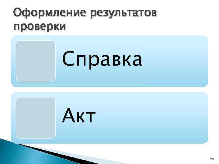 Оформление результатов проверки Справка Акт 20 