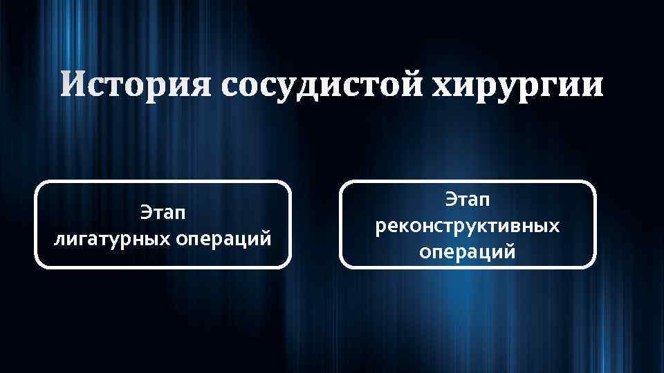 Этап лигатурных операций Этап реконструктивных операций 