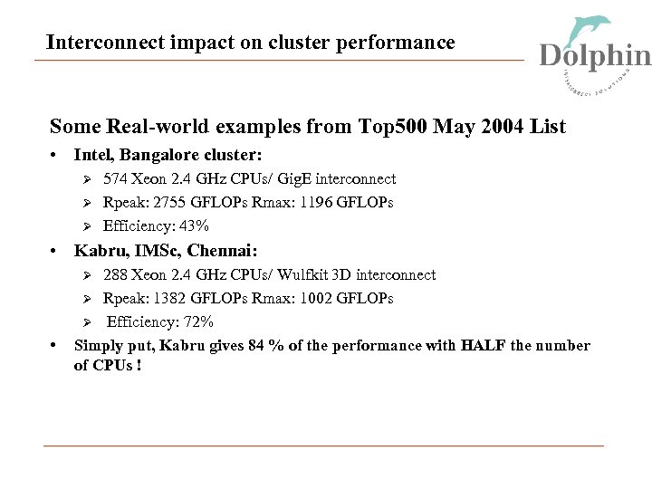 Interconnect impact on cluster performance Some Real-world examples from Top 500 May 2004 List