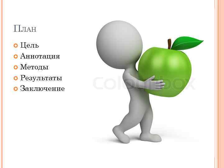 ПЛАН Цель Аннотация Методы Результаты Заключение 