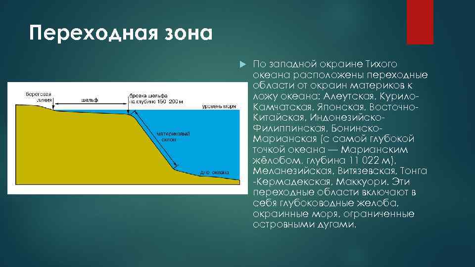 Дно мирового океана 5 класс география. Переходная зона океана. Переходная зона дна океана. Строение переходной зоны от континента к океану. Зоны океанического дна.