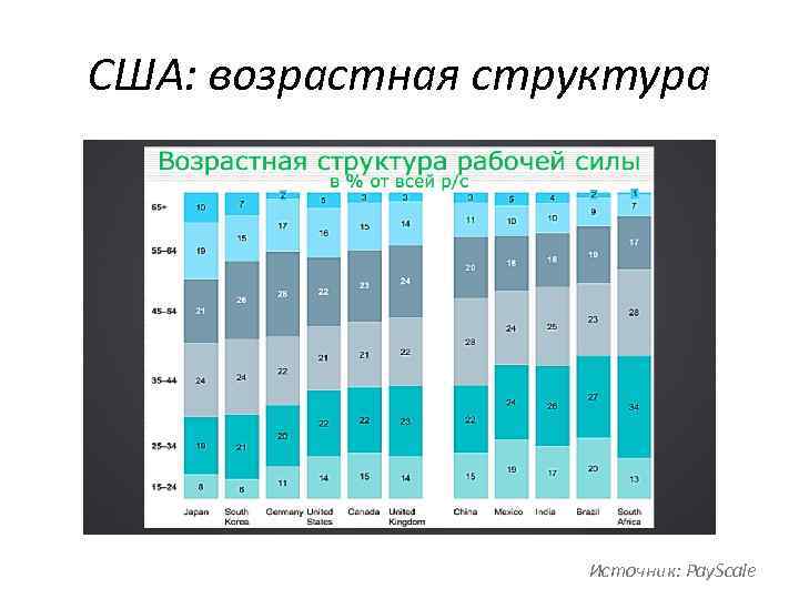 США: возрастная структура Источник: Pay. Scale 