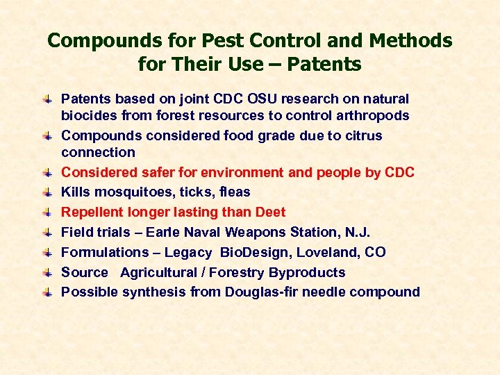 Compounds for Pest Control and Methods for Their Use – Patents based on joint