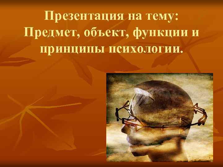 Презентация на тему: Предмет, объект, функции и принципы психологии. 