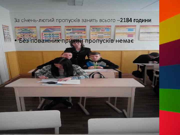 За січень-лютий пропусків занять всього – 2184 години • Без поважних причин пропусків немає