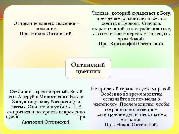 Основание нашего спасения – покаяние. Прп. Никон Оптинский. Человек, который охладевает к Богу, прежде