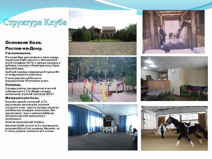 Структура Клуба Основная база. Ростов-на-Дону. Расположение. Основная база расположена в черте города, территория Клуба