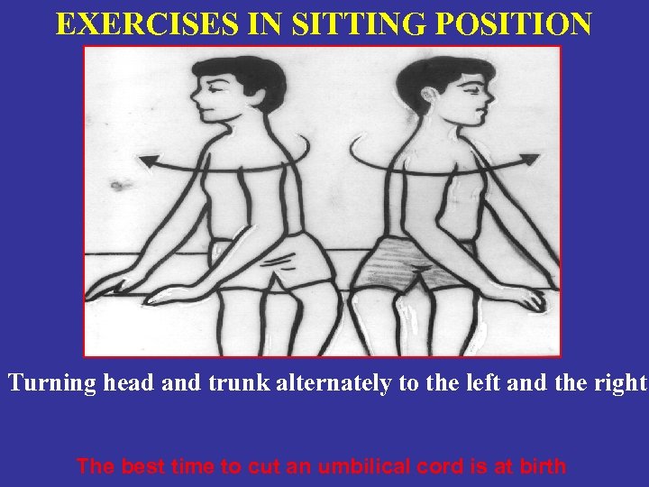 EXERCISES IN SITTING POSITION Turning head and trunk alternately to the left and the