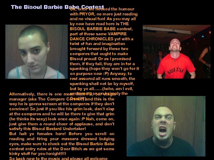 The Bisoul Barbie Babe Contest the humour Ok, once we hooked with PRYOR, no