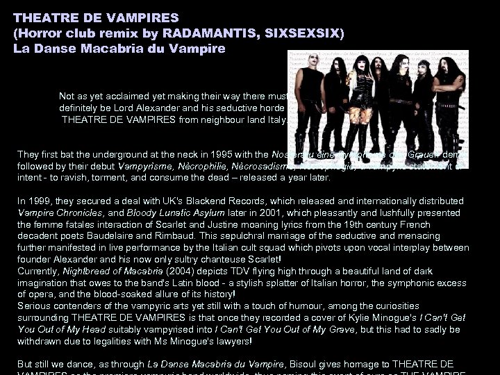 THEATRE DE VAMPIRES (Horror club remix by RADAMANTIS, SIXSEXSIX) La Danse Macabria du Vampire