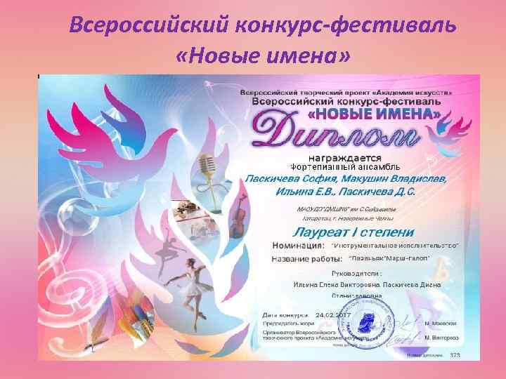 Всероссийский конкурс-фестиваль «Новые имена» 