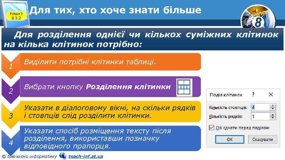 Розділ 3 § 3. 2 Для тих, хто хоче знати більше 8 Для розділення