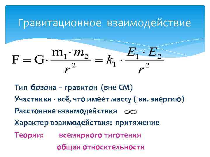 Сила гравитационного взаимодействия между двумя