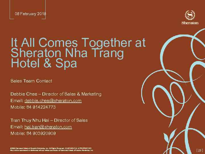 08 February 2018 It All Comes Together at Sheraton Nha Trang Hotel & Spa